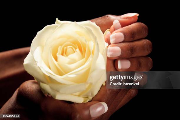 french manicure on black - french manicure stock pictures, royalty-free photos & images