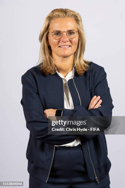 Sarina Wiegman, Head Coach of England, poses during the official FIFA Women's World Cup Australia & New Zealand 2023 portrait session on July 18,...