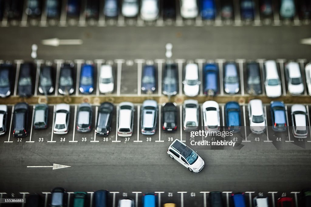 Cars on parking place from above