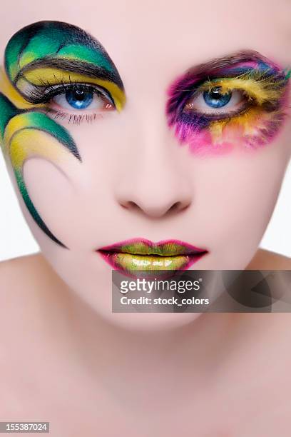 woman with colorful makeup - artists model stock pictures, royalty-free photos & images