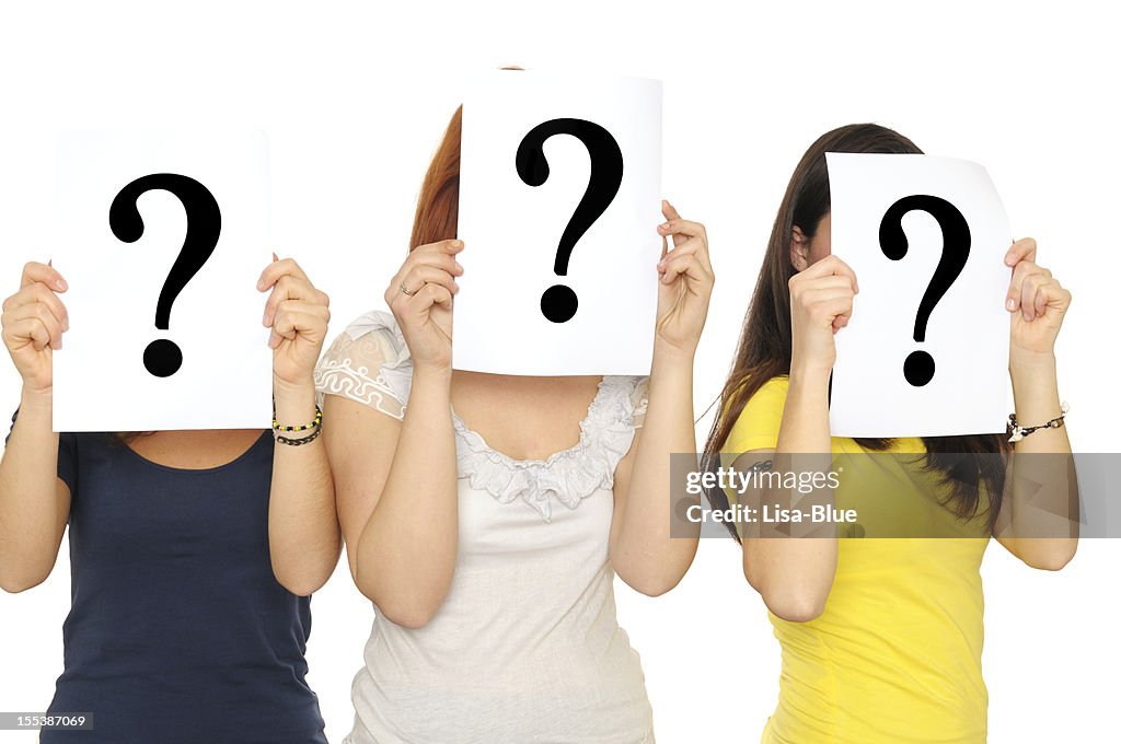 Question Sign Woman Group Of Women Showing Question Mark Sign High-Res Stock Photo - Getty ...