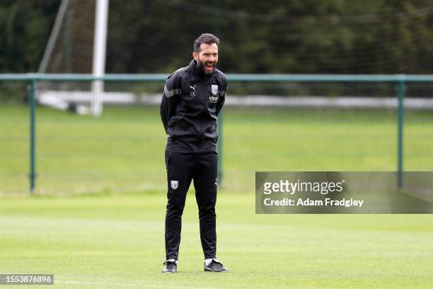 Carlos Corberan Head Coach / Manager of West Bromwich Albion during a training session at West Bromwich Albion Training Ground on July 25, 2023 in...