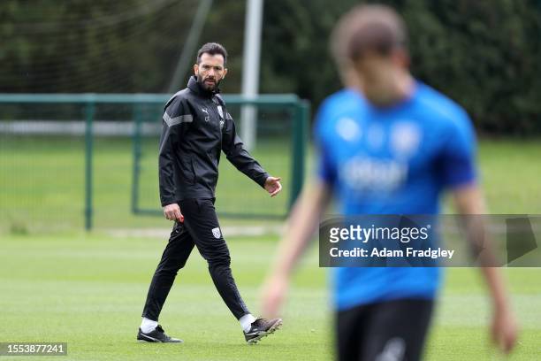 Carlos Corberan Head Coach / Manager of West Bromwich Albion during a training session at West Bromwich Albion Training Ground on July 25, 2023 in...