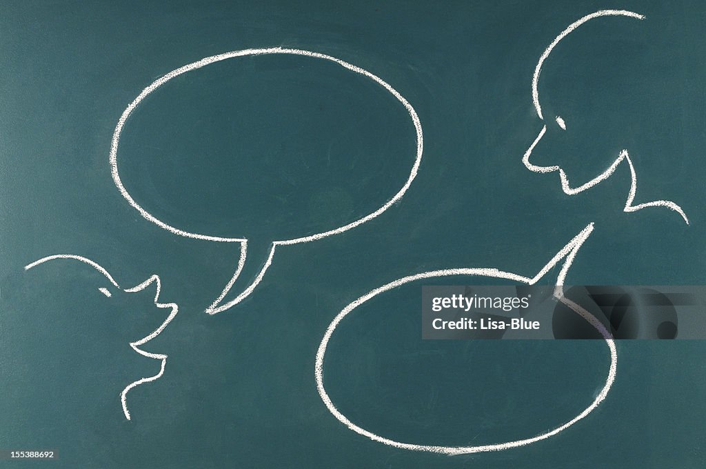 Speech Bubble Sketched on Blackboard