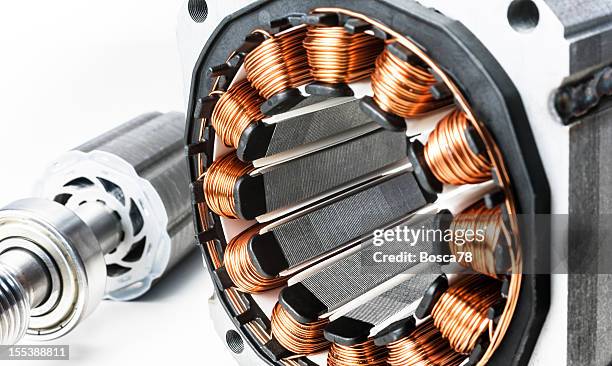 permanent magnet motor disassembled close-up - electric motor stock pictures, royalty-free photos & images