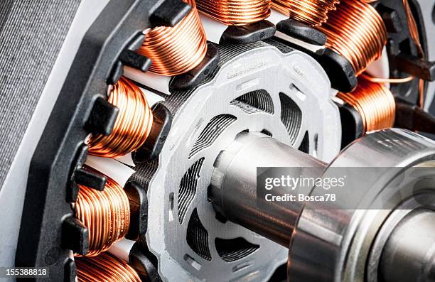 permanent magnet motor disassembled close-up - electromagnetic stock pictures, royalty-free photos & images