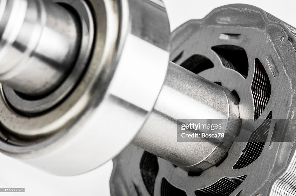 Permanent magnet motor disassembled close-up