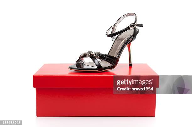 jeweled high heels sandal - schoenendoos stockfoto's en -beelden