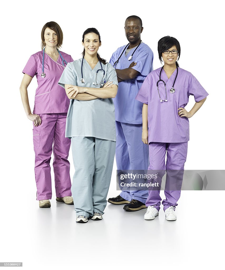 Diverse Healthcare Workers (Isolated on White)