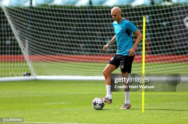 Will Smallbone during a Southampton FC pre-season training session at the Staplewood Campus on July 18, 2023 in Southampton, England.