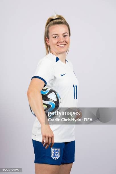 Lauren Hemp of England poses during the official FIFA Women's World Cup Australia & New Zealand 2023 portrait session on July 18, 2023 in Brisbane,...