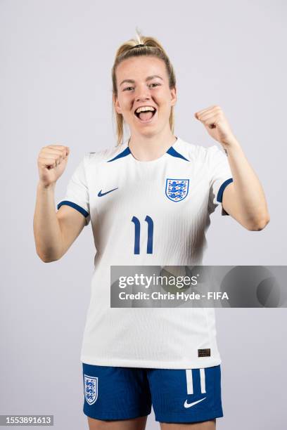 Lauren Hemp of England poses during the official FIFA Women's World Cup Australia & New Zealand 2023 portrait session on July 18, 2023 in Brisbane,...