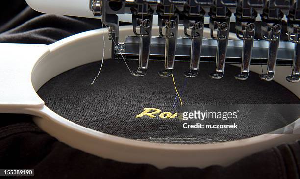 embroidery machine - embroidery stock pictures, royalty-free photos & images