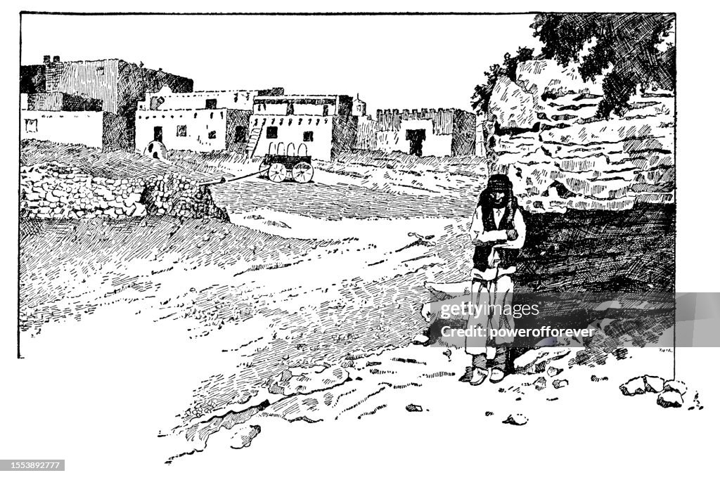 Adobe Pueblo Ranch in New Mexico, United States - 19th Century