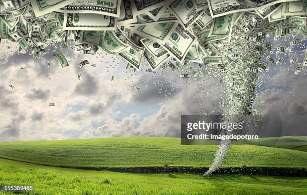 power of money - tornado stockfoto's en -beelden