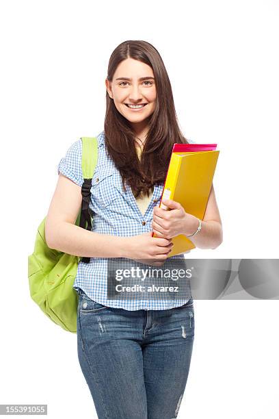 young student woman - student plain background stock pictures, royalty-free photos & images