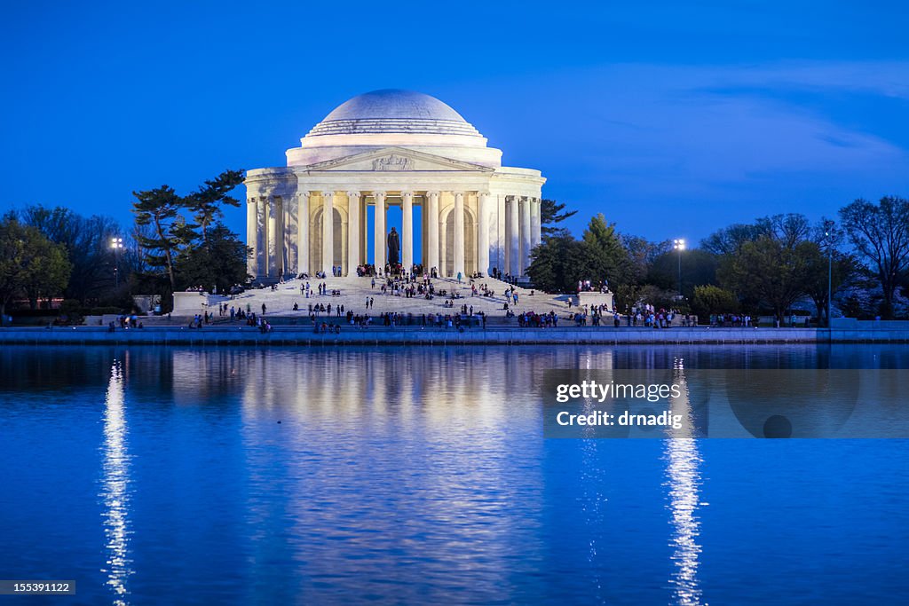 Jefferson Memorial with Lights in Early Evening