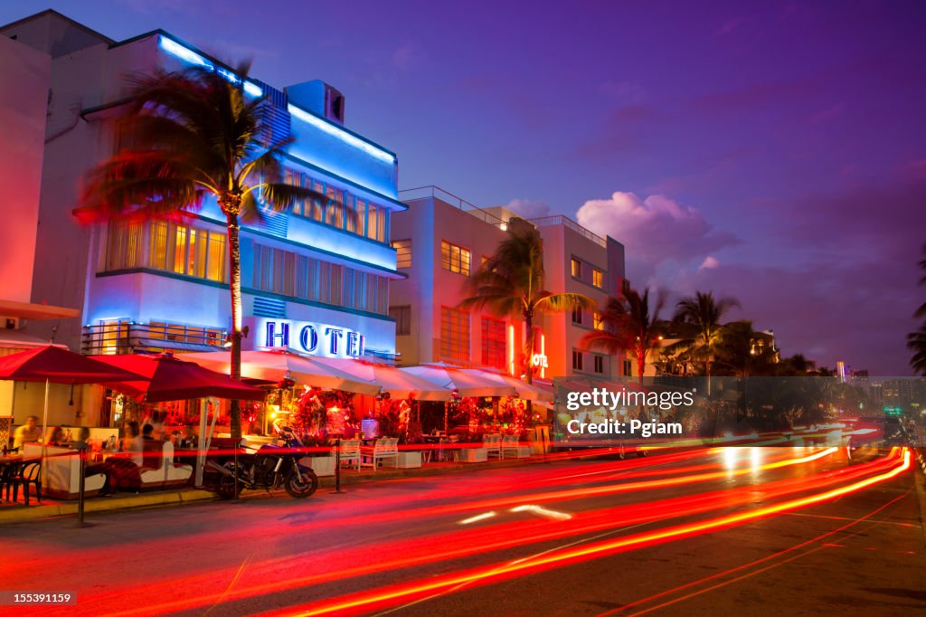Ocean Drive da spiaggia a Miami