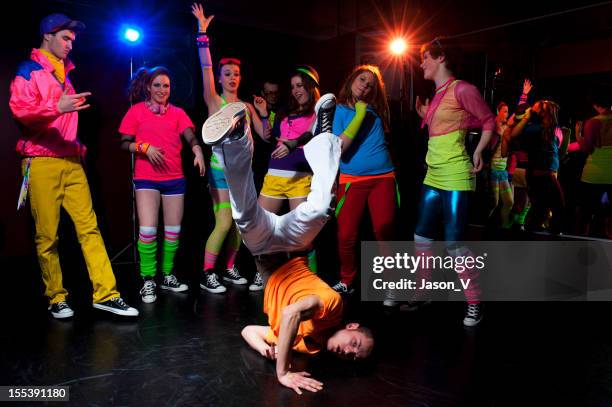 young people dancing - 80s fashion stock pictures, royalty-free photos & images