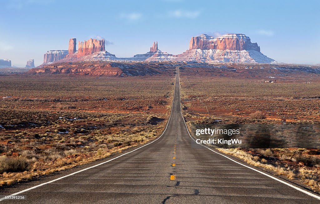 Road lead into Monument Valley