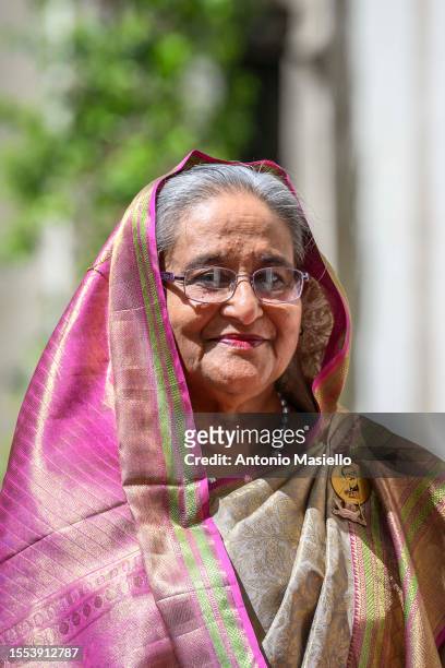 Bangladesh Prime Minister Sheikh Hasina meets Italian Prime Minister Giorgia Meloni before their meeting at Palazzo Chigi, on July 25, 2023 in Rome,...