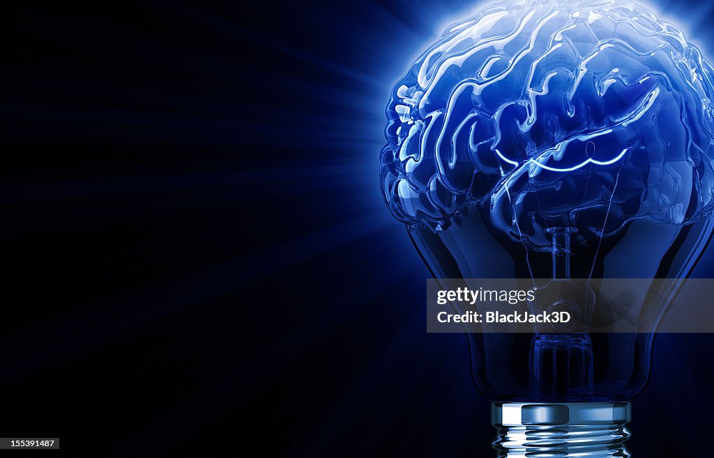 Blue Light Bulb Brain