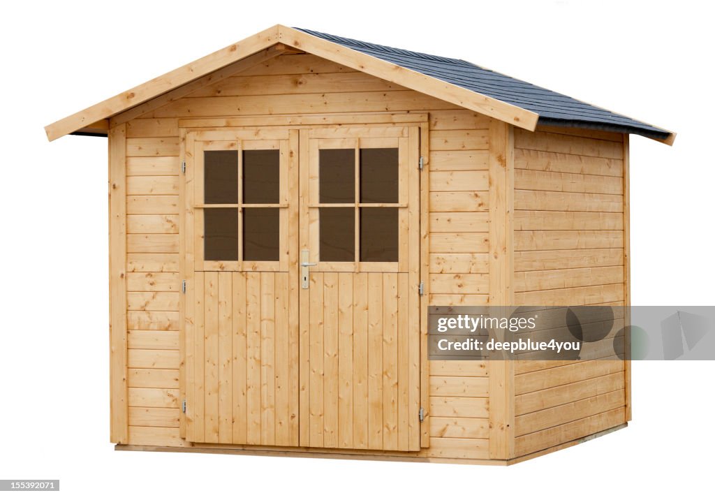New Wood Garden Shed isolated on white
