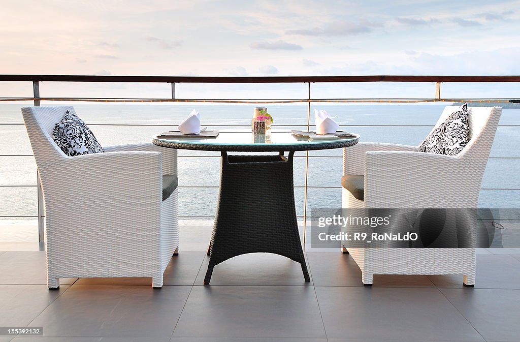 Sea View Dinning Table for two at Sunset