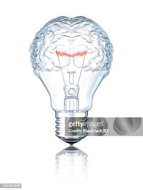 light bulb brain - gloeidraad stockfoto's en -beelden