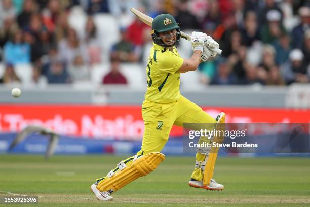 Ashleigh Gardner of Australia plays a shot during the Women's Ashes 3rd We Got Game ODI match between England and Australia at The Cooper Associates...