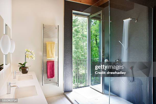 luxury bathroom with shower. - shower head stock pictures, royalty-free photos & images