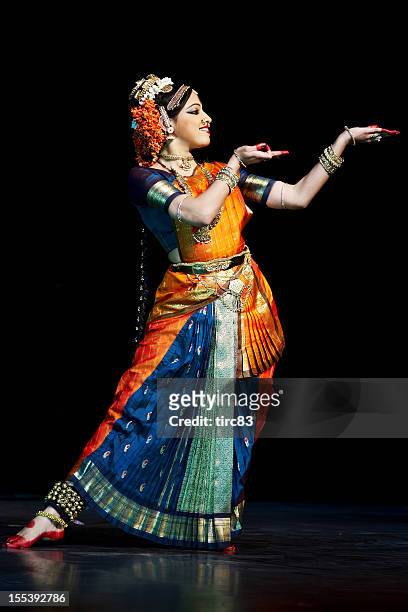classical indian kuchipudi dancer - indian dance stock pictures, royalty-free photos & images