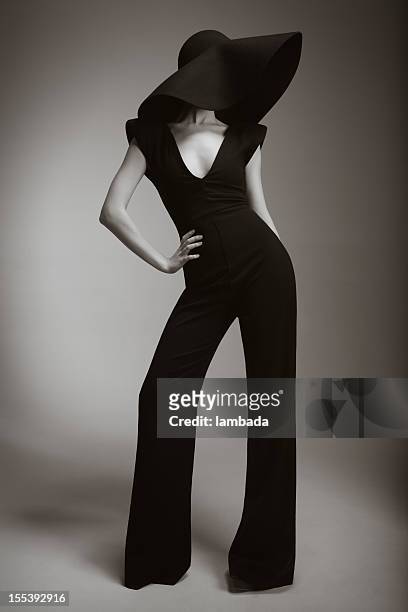 beautiful elegant woman - jumpsuit fashion stock pictures, royalty-free photos & images