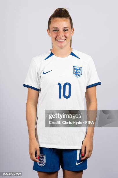 Ella Toone of England poses during the official FIFA Women's World Cup Australia & New Zealand 2023 portrait session on July 18, 2023 in Brisbane,...