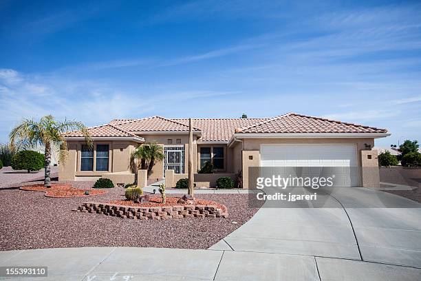arizona-style house design common to the region - southwest desert stock pictures, royalty-free photos & images