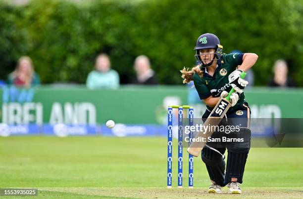 Dublin , Ireland - 25 July 2023; Amy Hunter of Ireland bats during match two of the Certa Women's One Day International Challenge between Ireland and...