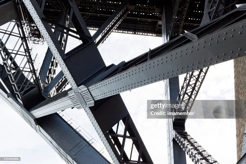 Closeup of the steel framework of the Harbor bridge