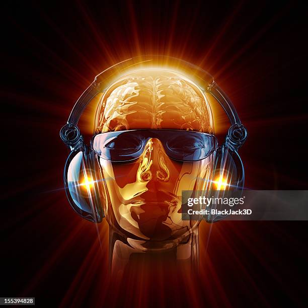hot dj in sunglasses and earphones - computer graphic design headphones stock pictures, royalty-free photos & images