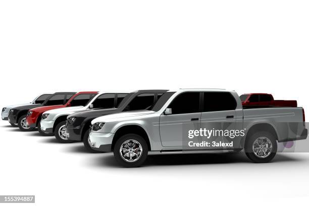 neue pick-ups - car on white background stock-fotos und bilder