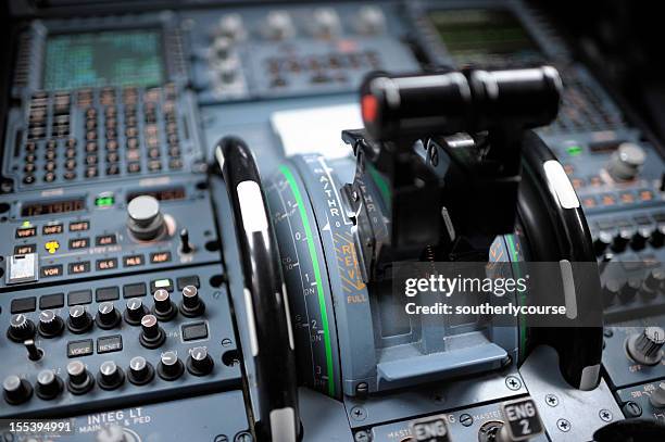 cockpit detail airbus a320 - lever stock pictures, royalty-free photos & images