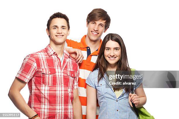 group of young students - three people isolated stock pictures, royalty-free photos & images