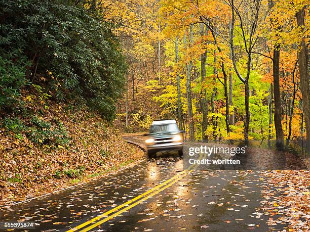 smoky mountains autumn roads series - tennessee landscape stock pictures, royalty-free photos & images