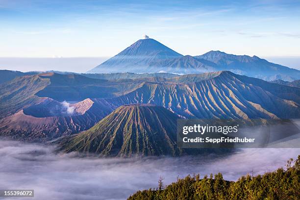 view into the caldera of bromo volcano java indonesia - bali volcano stock pictures, royalty-free photos & images