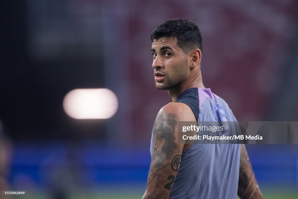 Christian Romeo Trainer Cristian Romero of Tottenham Hotspur looks on at a training match ...