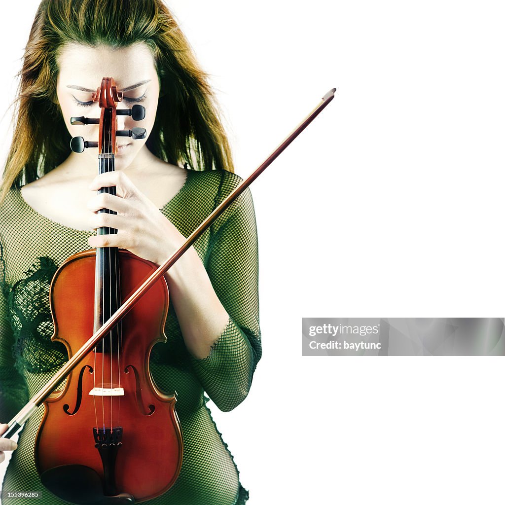 Beautiful woman with violin