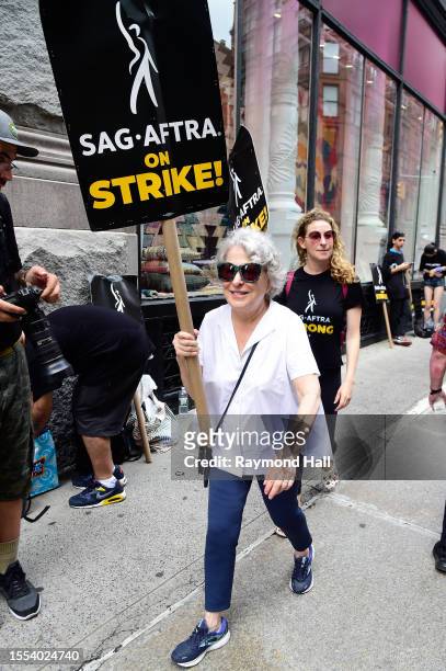 Bette Midler is seen at the SAG-AFTRA strike picket line on July 18, 2023 in New York City.