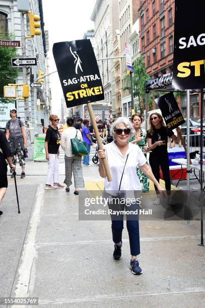 Bette Midler is seen at the SAG-AFTRA strike picket line on July 18, 2023 in New York City.