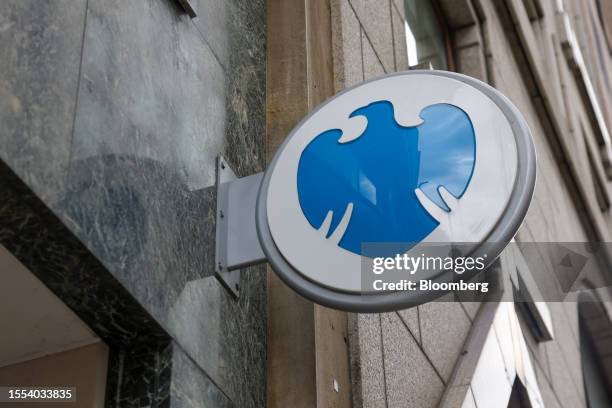 Sign at a Barclays Plc bank branch in London, UK, on Tuesday, July 25, 2023. Barclays are due to report first-half results on Thursday, July 27....