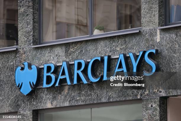 Sign at a Barclays Plc bank branch in London, UK, on Tuesday, July 25, 2023. Barclays are due to report first-half results on Thursday, July 27....