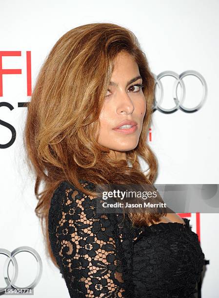 Actress Eva Mendes arrives at the "Holy Motors" special screening during the 2012 AFI Fest at Grauman's Chinese Theatre on November 3, 2012 in...